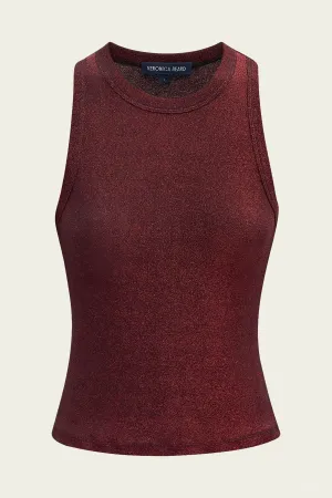 Cropped Jordyn Tank in Crimson Lurex