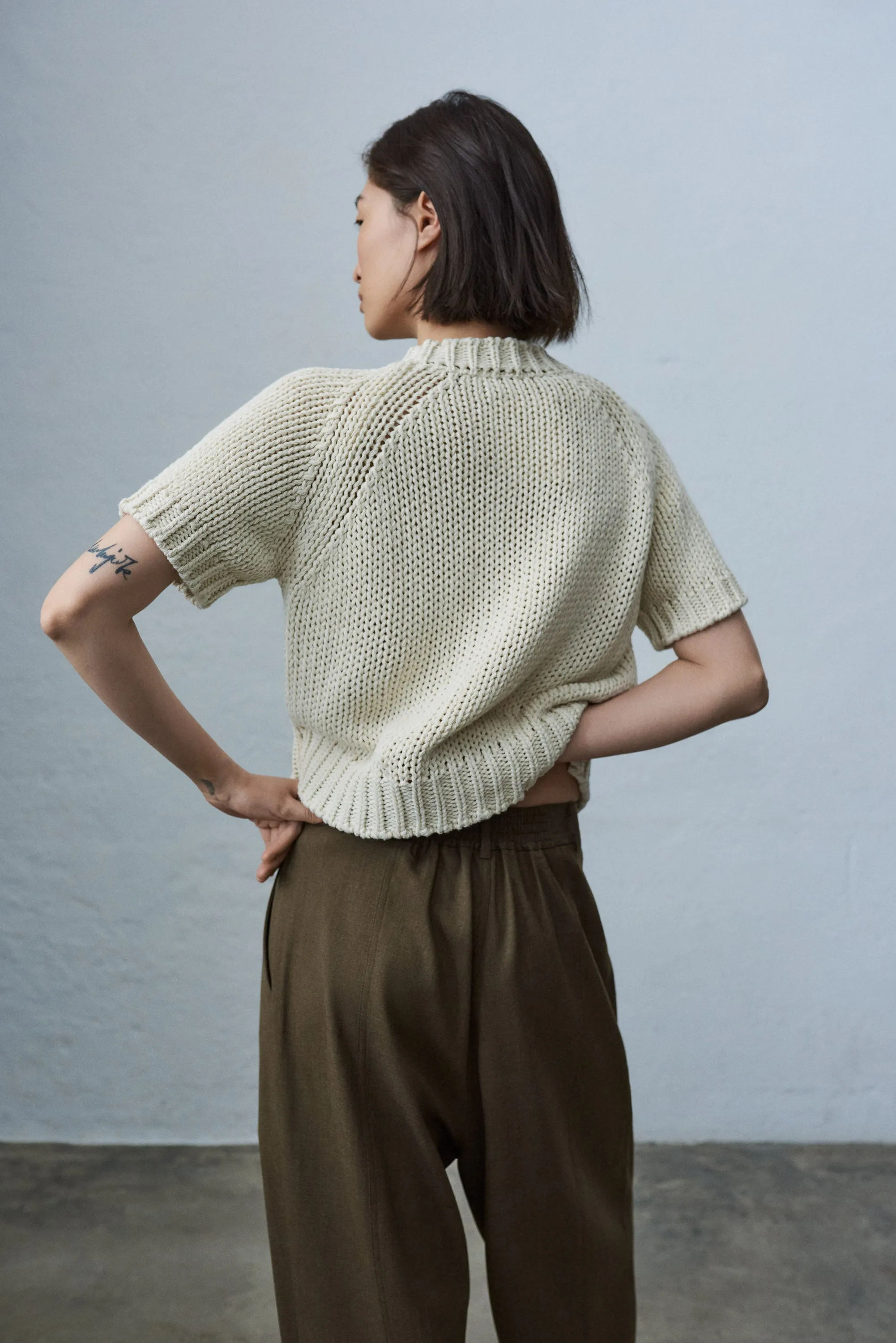 Cropped Sweater, Natural