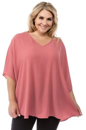 Curvy V-Neck Flowy Blouse