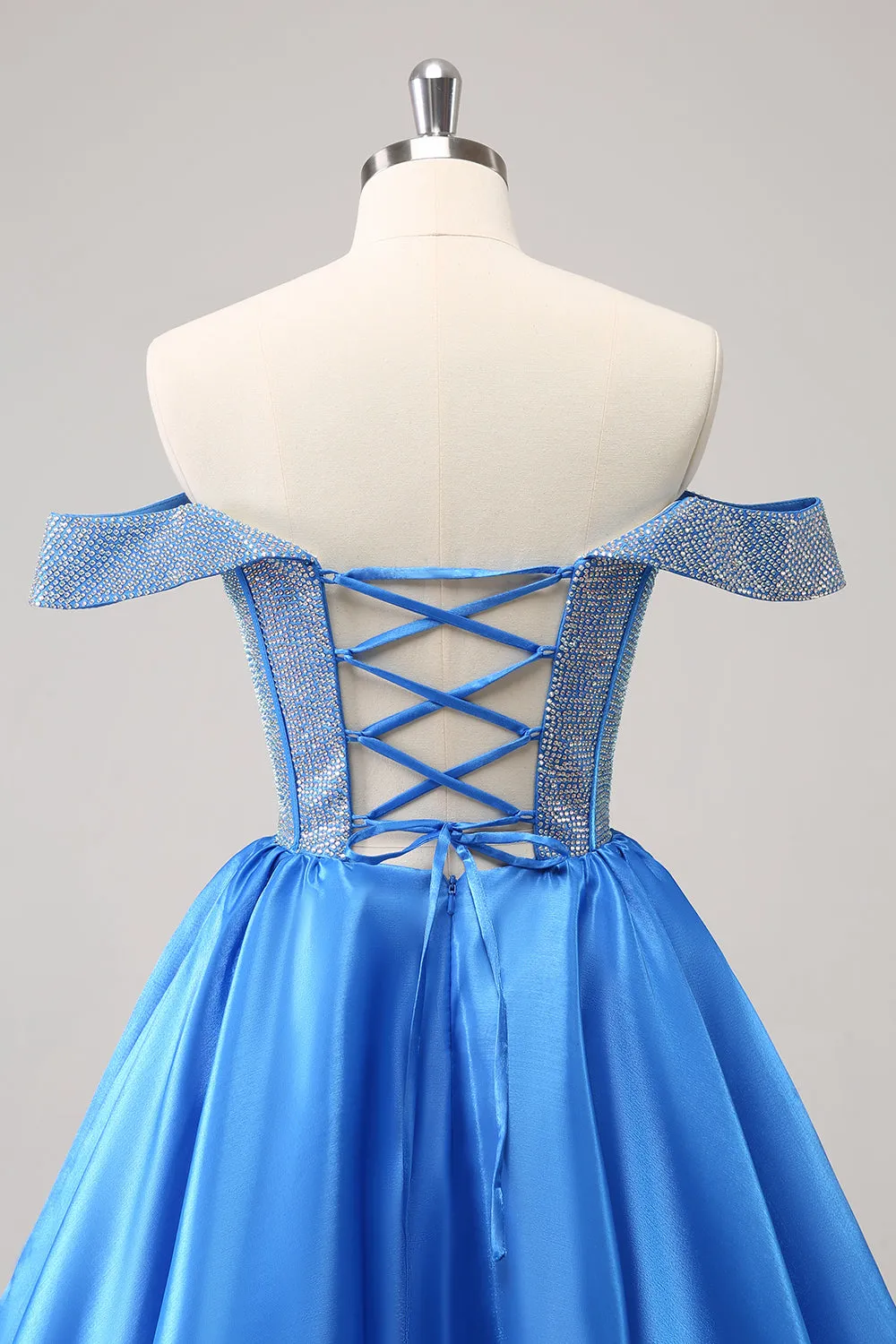 Cute Yellow A Line Off The Shoulder Corset Homecoming Dress with Beading