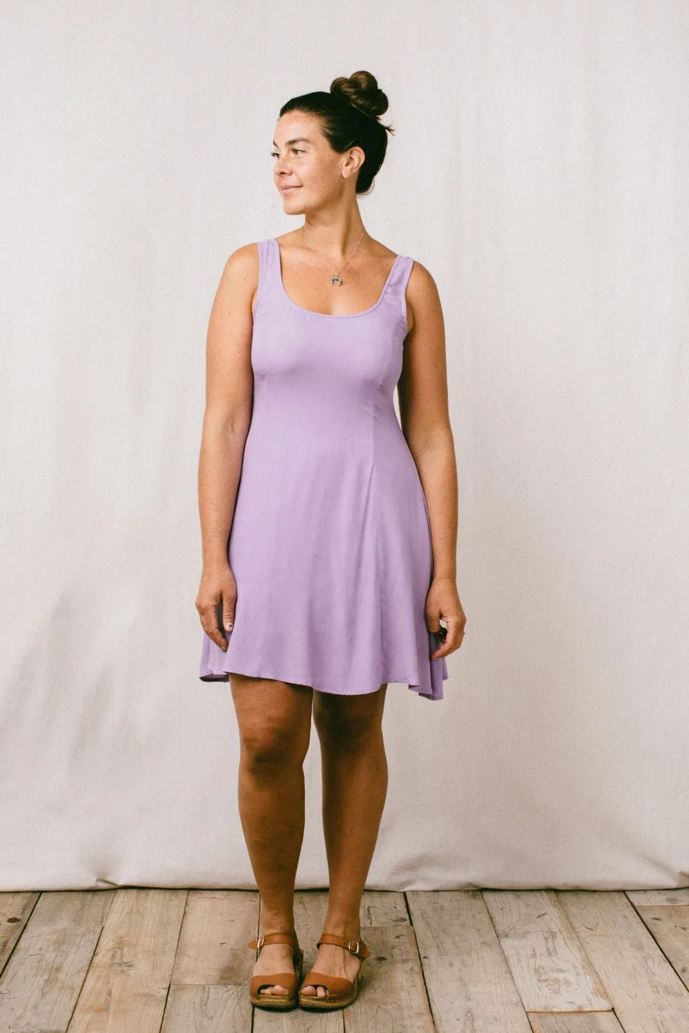 Delana Dress in Lilac Challis