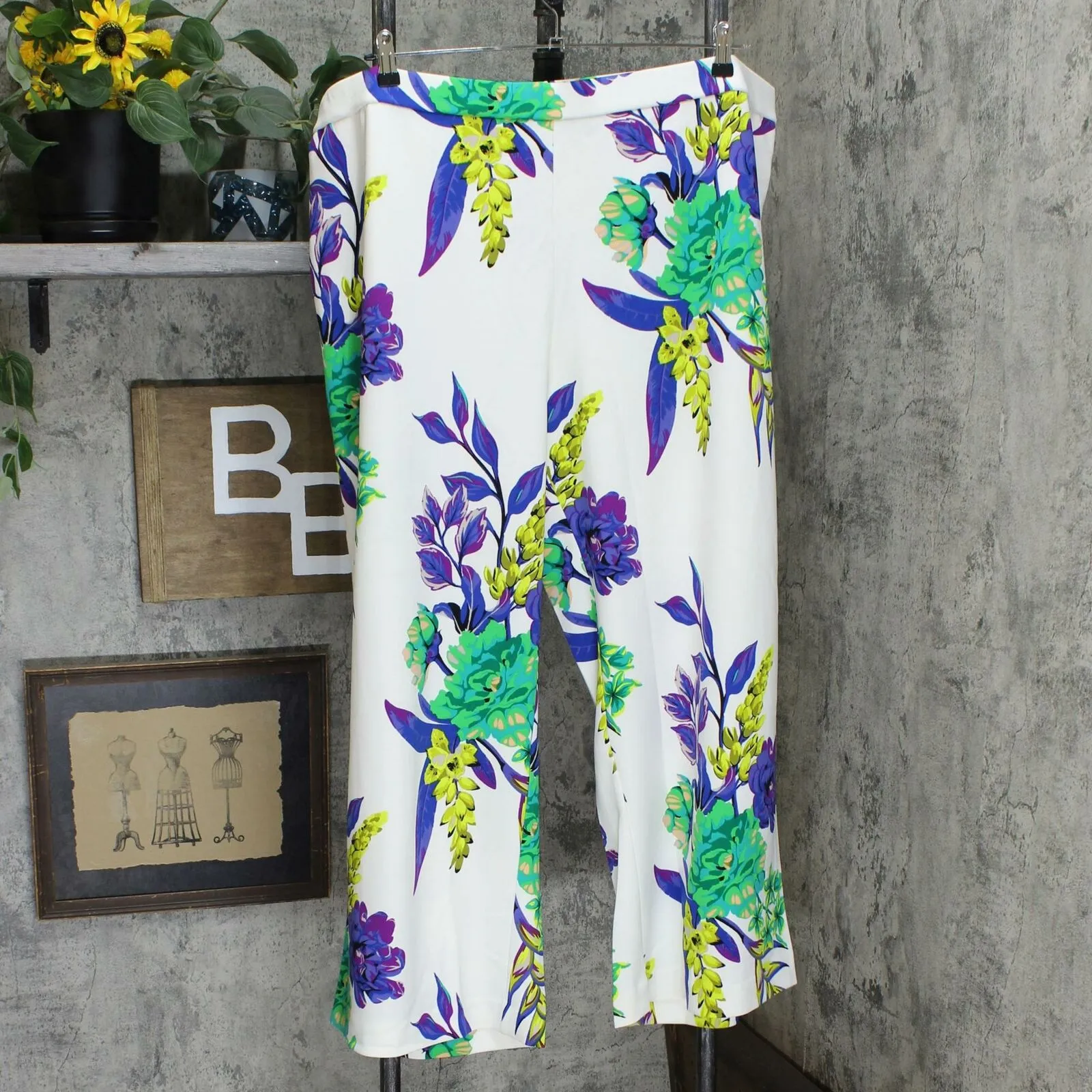 Dennis Basso Plus Petite Printed Luxe Crepe Pull On Wide Leg Pants