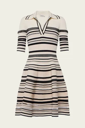 Dessie Mini Dress in Black Stripe