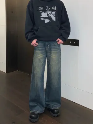 Distressed Wide-Leg Jeans