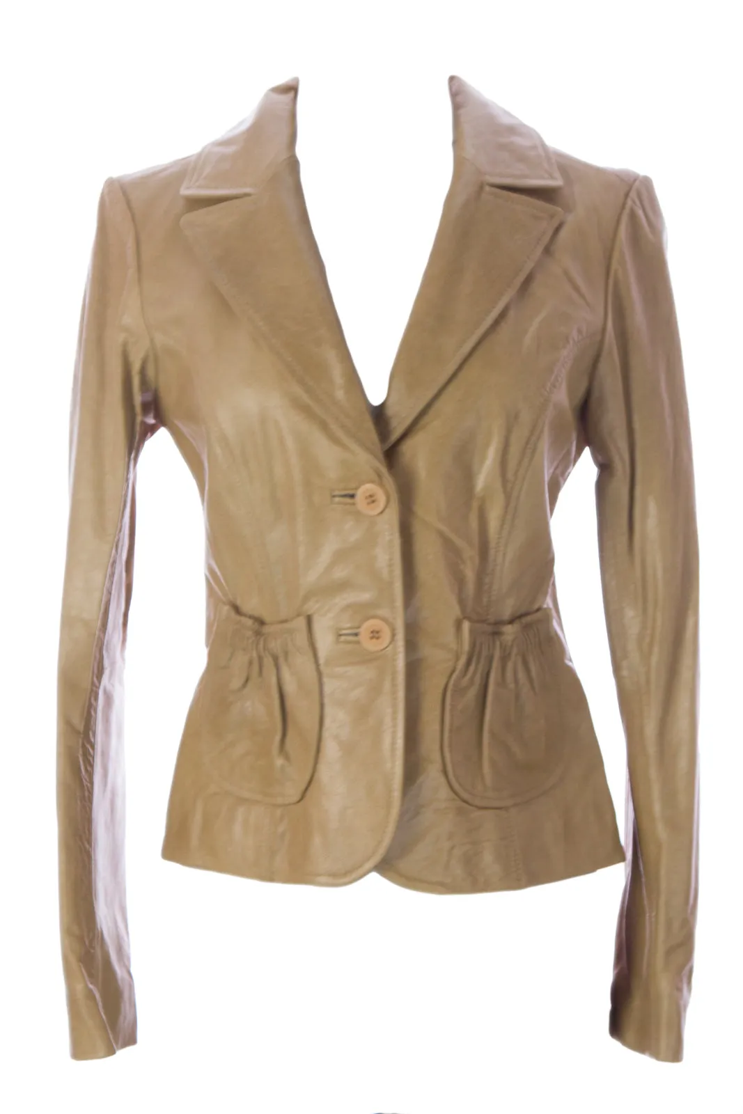 DOMA by Luciano Abitboul Ostra Leather Two-Button Blazer Jacket 1560 $530 NEW