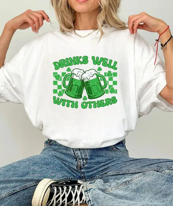 Drinks Well With Others Graphic Crew Neck Tee