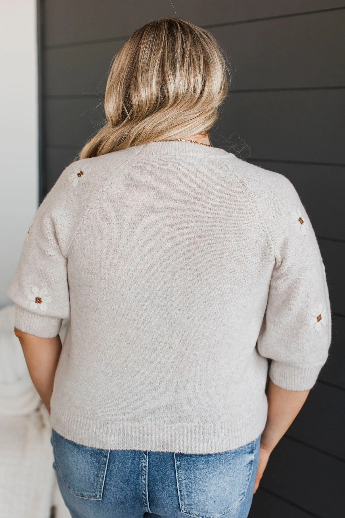 Easy Confidence Floral Sweater Top- Oatmeal