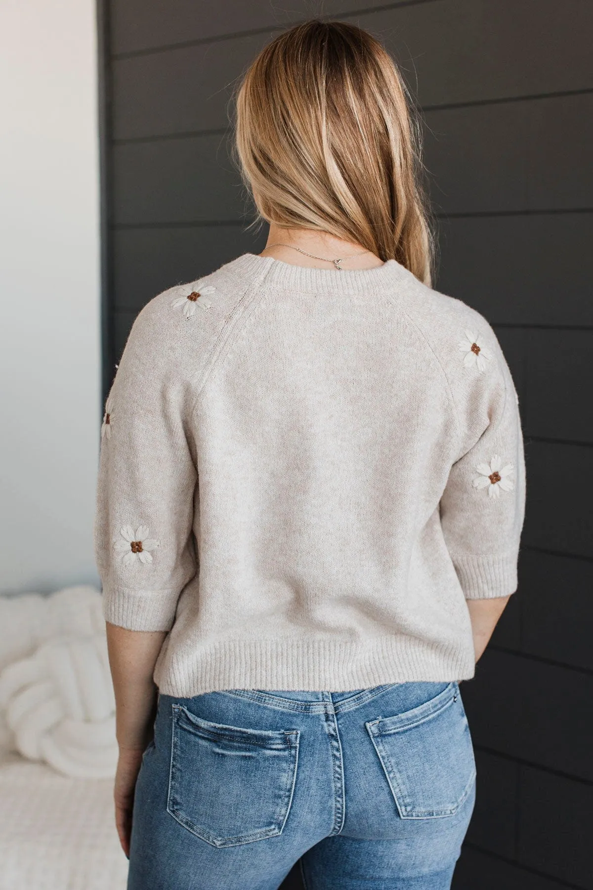 Easy Confidence Floral Sweater Top- Oatmeal