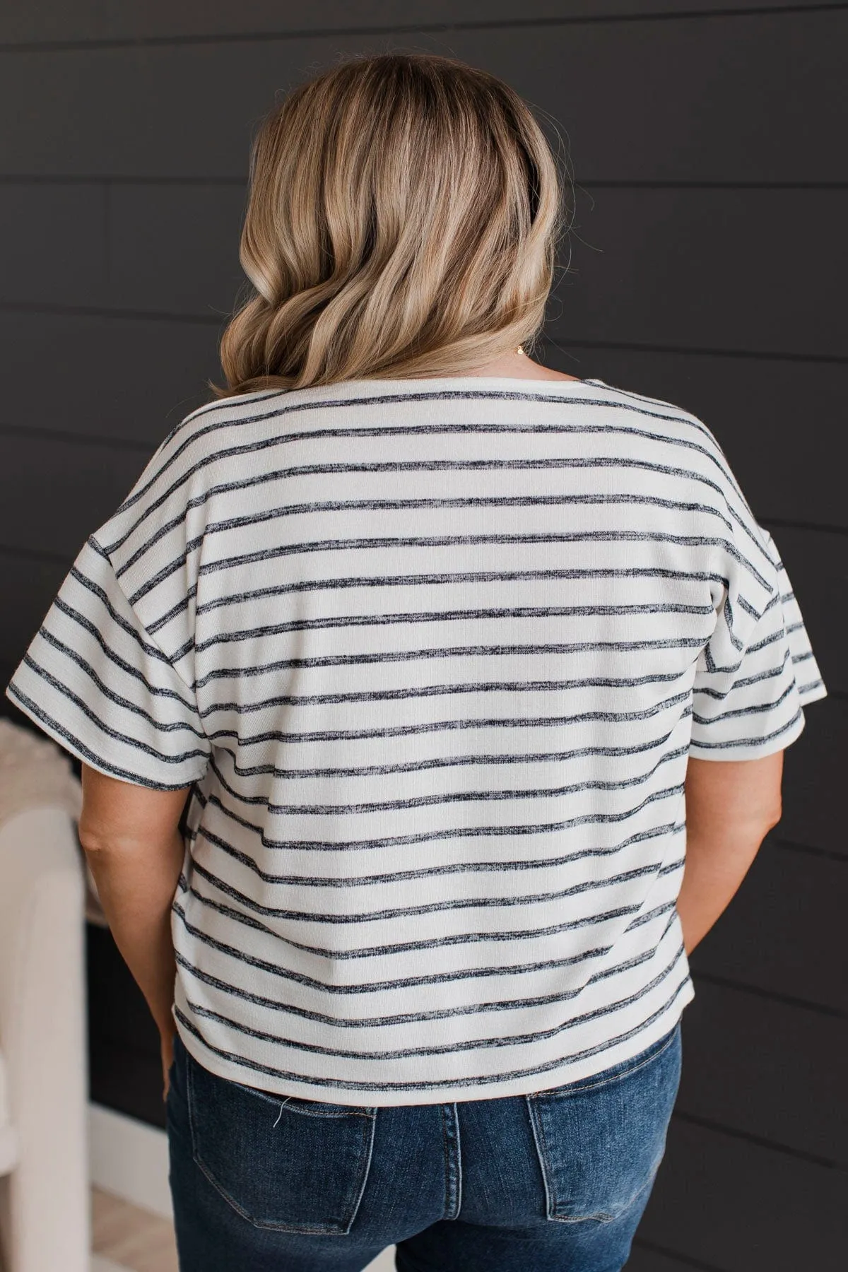Easy Does It Striped Top- Ivory & Dark Navy