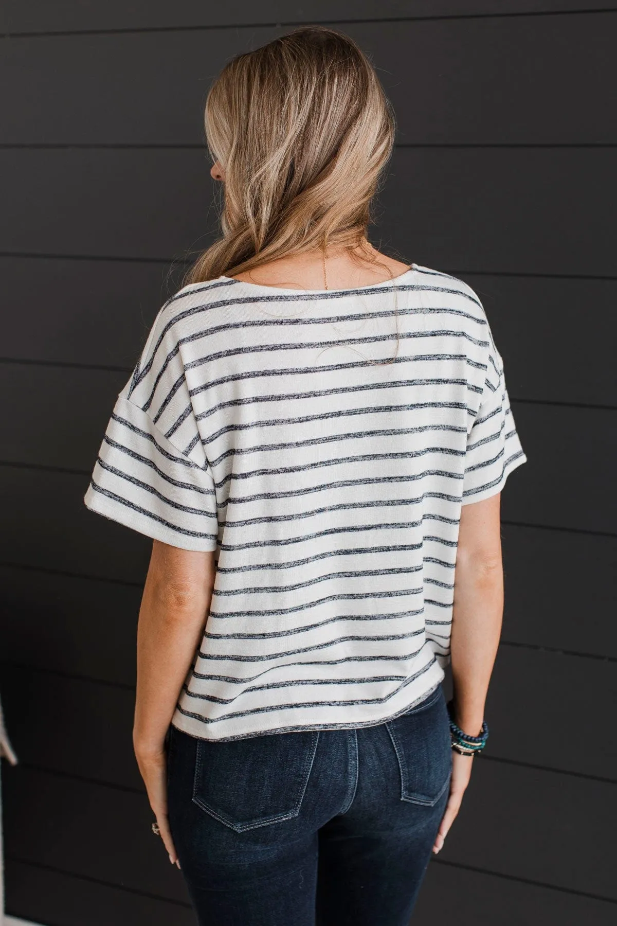Easy Does It Striped Top- Ivory & Dark Navy