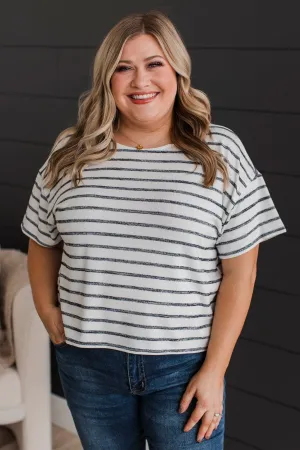 Easy Does It Striped Top- Ivory & Dark Navy