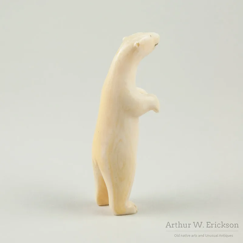 Eskimo Carved Walrus Ivory Standing Polar Bear