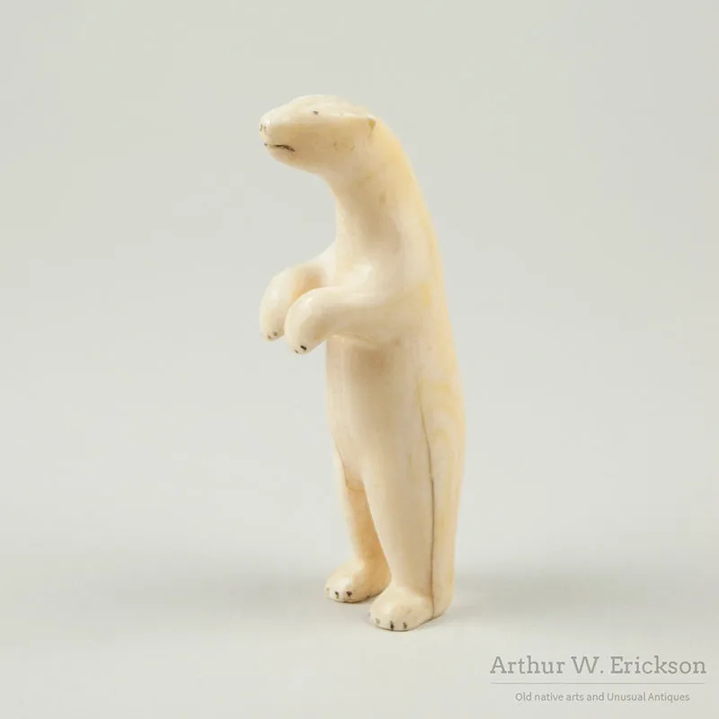 Eskimo Carved Walrus Ivory Standing Polar Bear