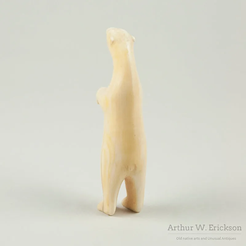 Eskimo Carved Walrus Ivory Standing Polar Bear