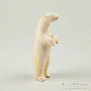 Eskimo Carved Walrus Ivory Standing Polar Bear