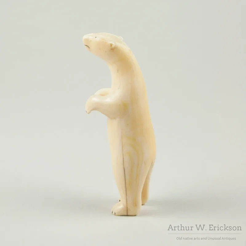 Eskimo Carved Walrus Ivory Standing Polar Bear