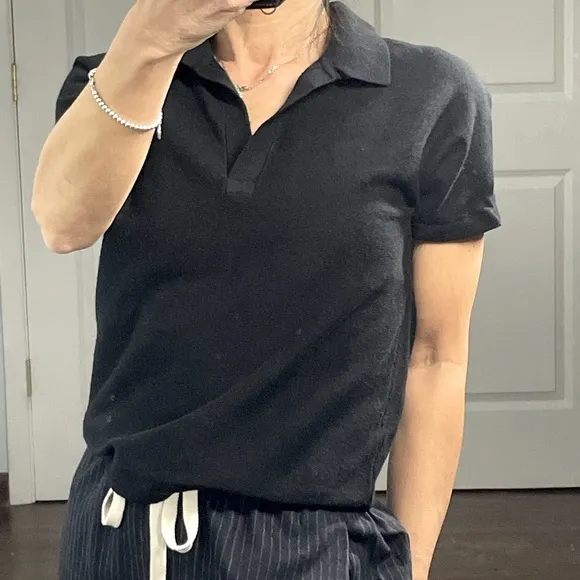 Everlane Black Knit Polo Sweater size XXS