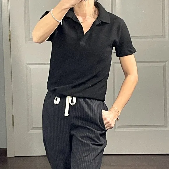 Everlane Black Knit Polo Sweater size XXS