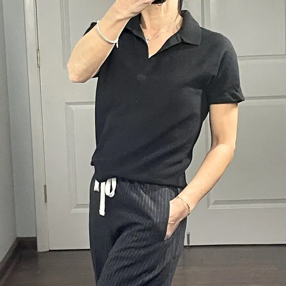 Everlane Black Knit Polo Sweater size XXS