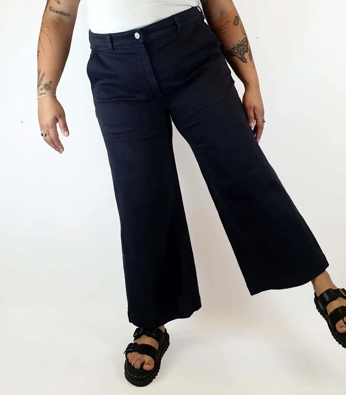 Everlane navy wide leg pants size 16