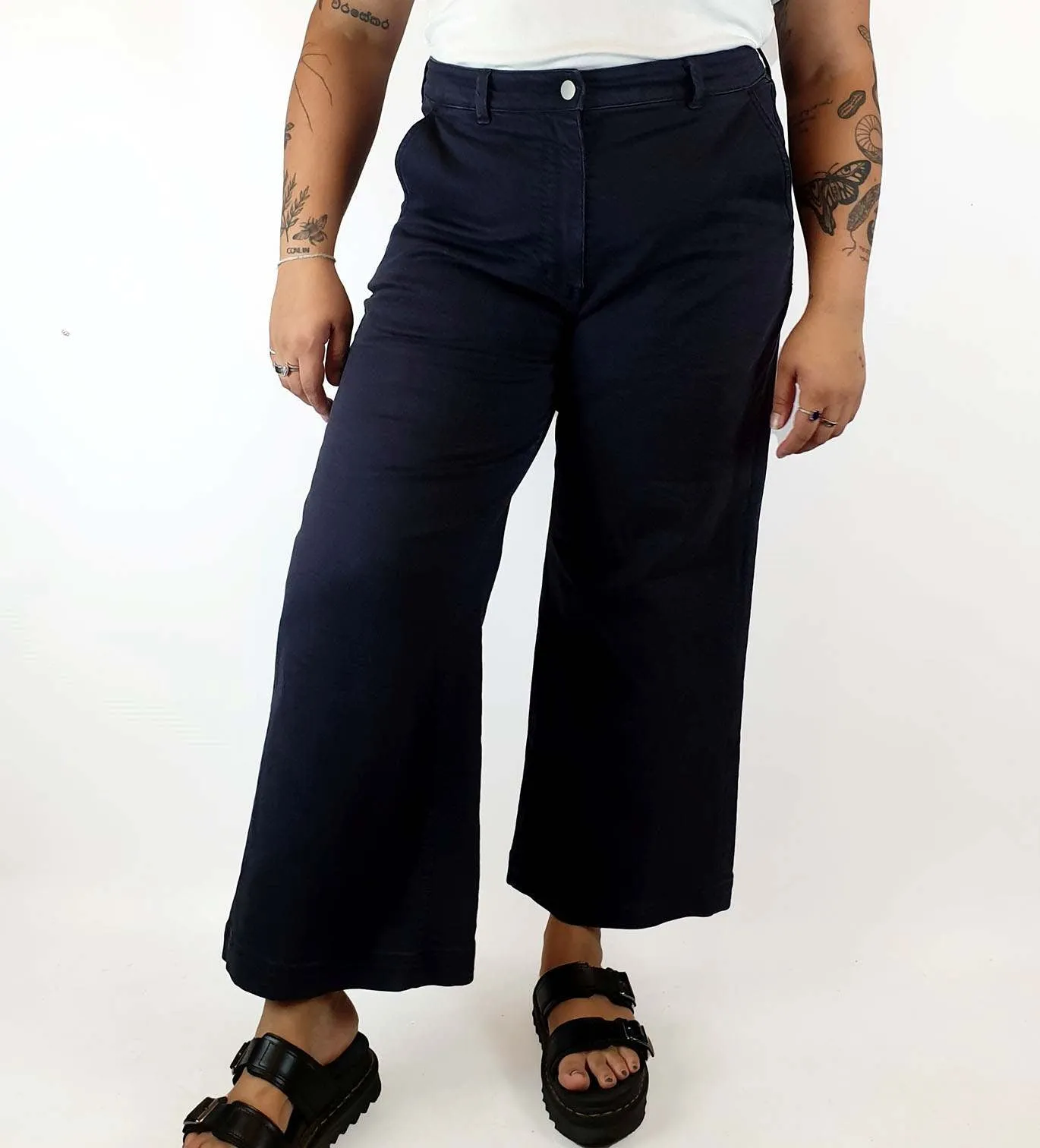 Everlane navy wide leg pants size 16