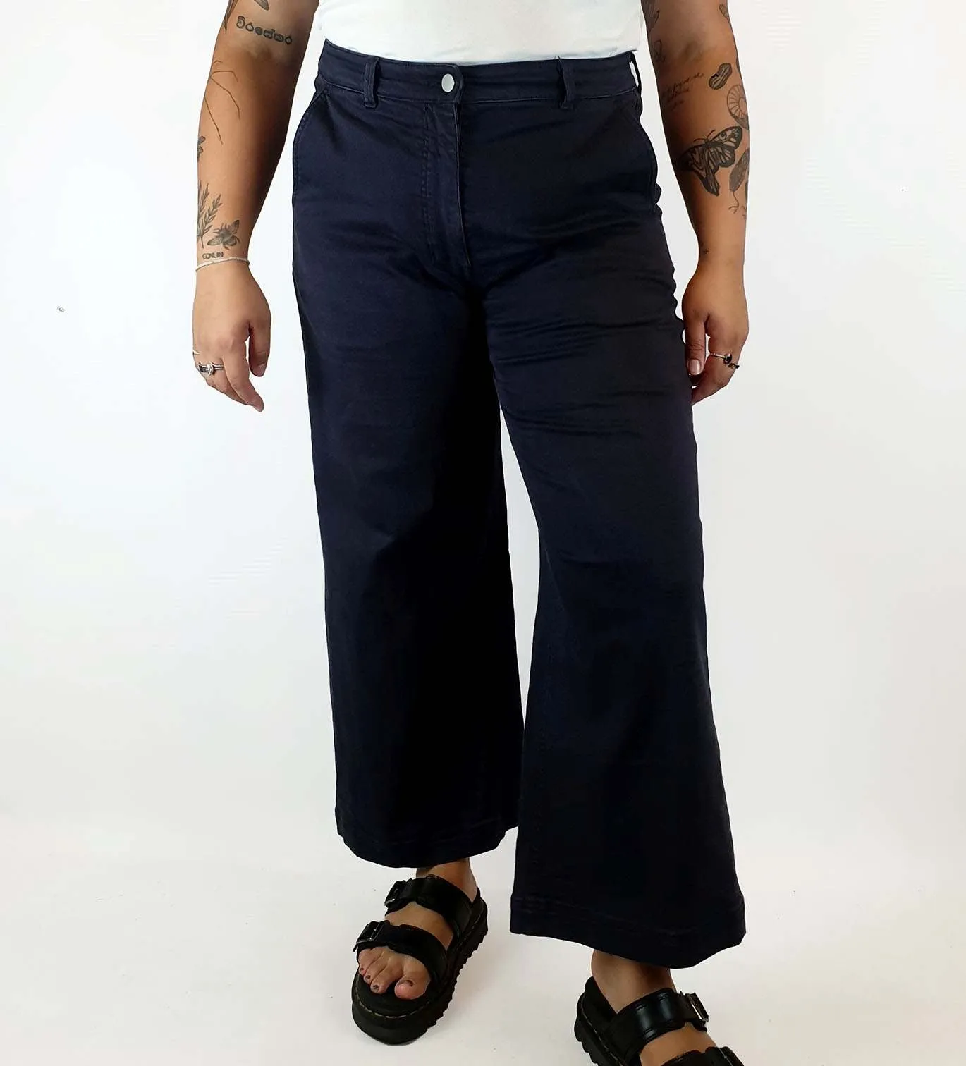 Everlane navy wide leg pants size 16