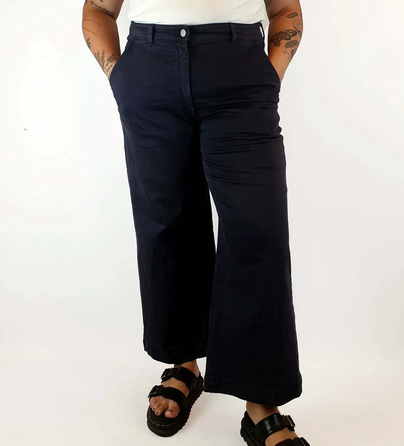 Everlane navy wide leg pants size 16