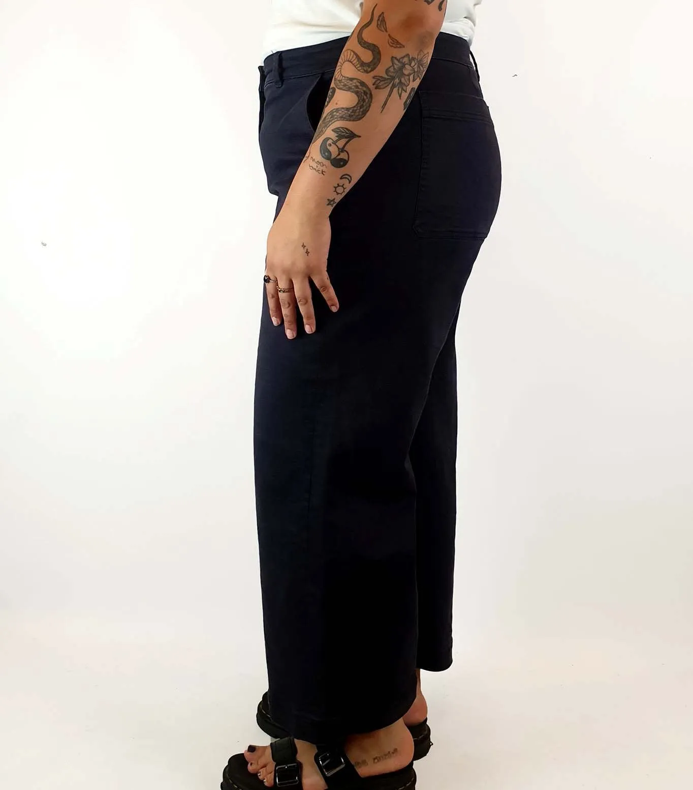 Everlane navy wide leg pants size 16