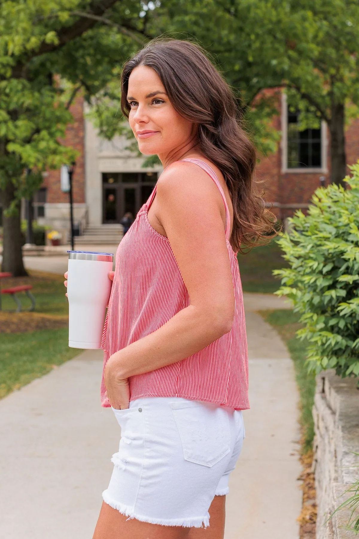 Fair Days Ahead Cropped Tank- Red