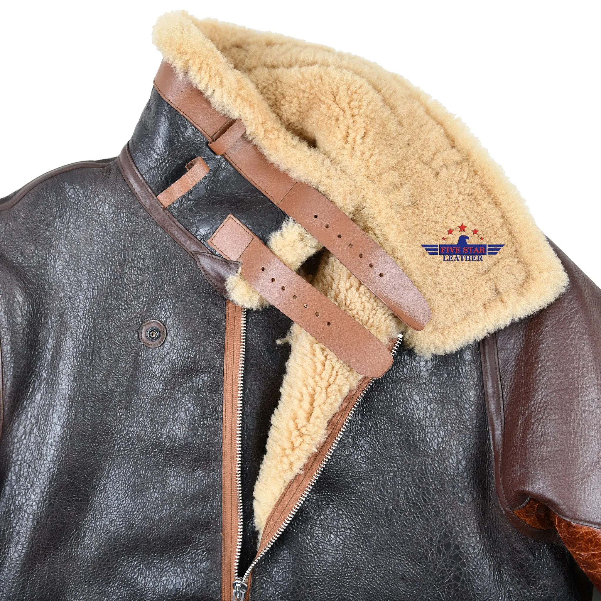 FiveStar Leather Repro of TYPE B3 DWG.NO.33H5595 A.C.CONTRACT NO.W535 ac-1943 two tone Sheepskin Jacket