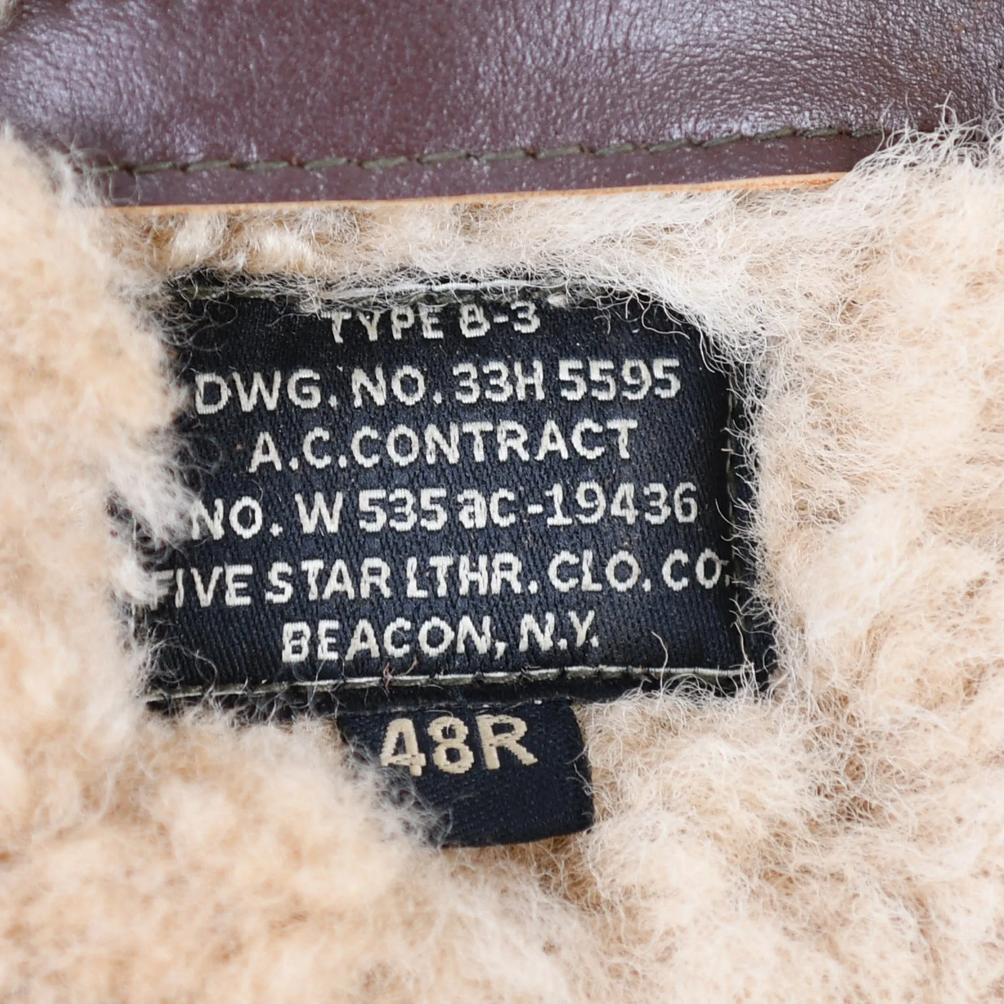 FiveStar Leather Repro of TYPE B3 DWG.NO.33H5595 A.C.CONTRACT NO.W535 ac-1943 two tone Sheepskin Jacket