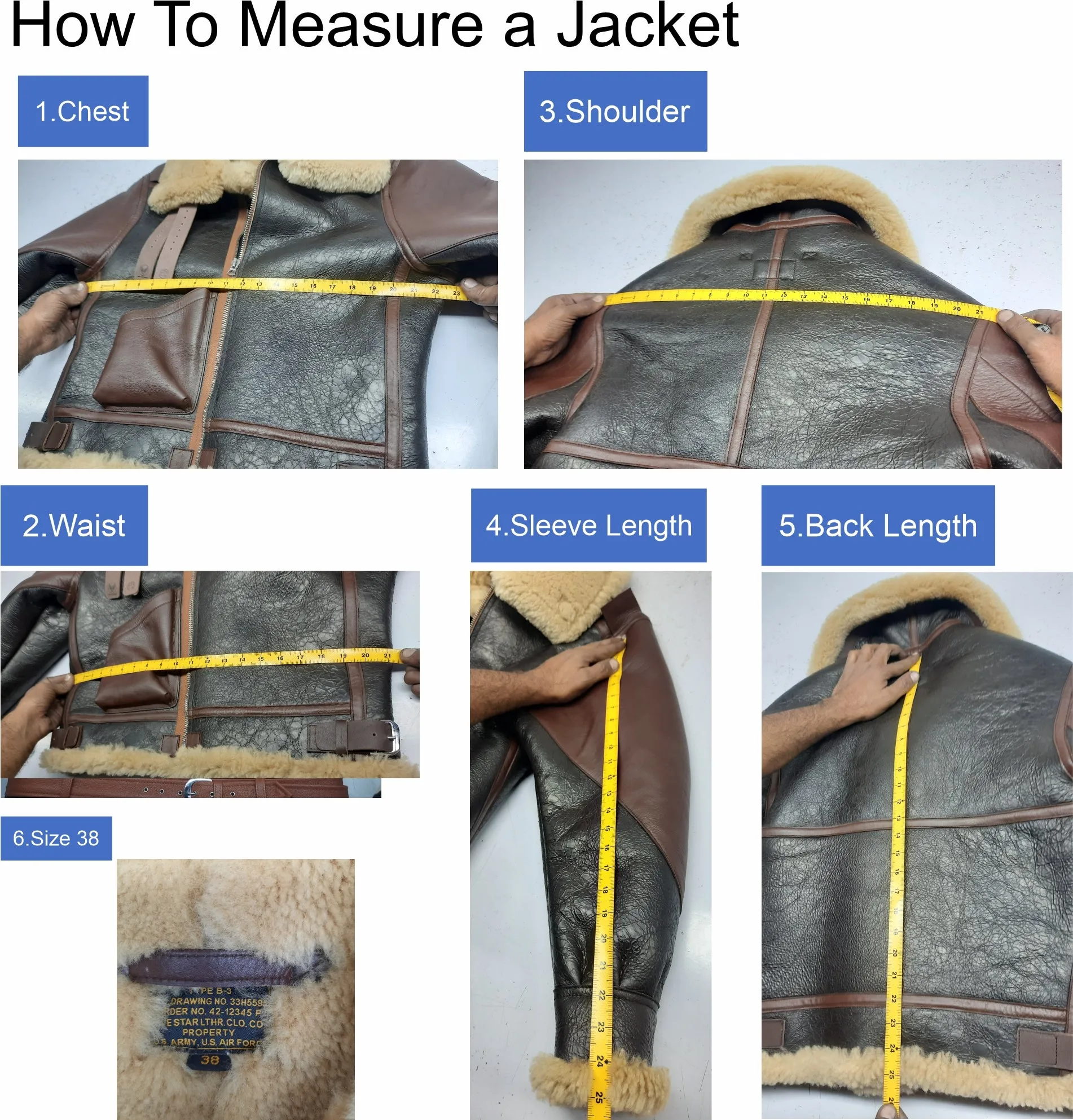 FiveStar Leather Repro of TYPE B3 DWG.NO.33H5595 A.C.CONTRACT NO.W535 ac-1943 two tone Sheepskin Jacket