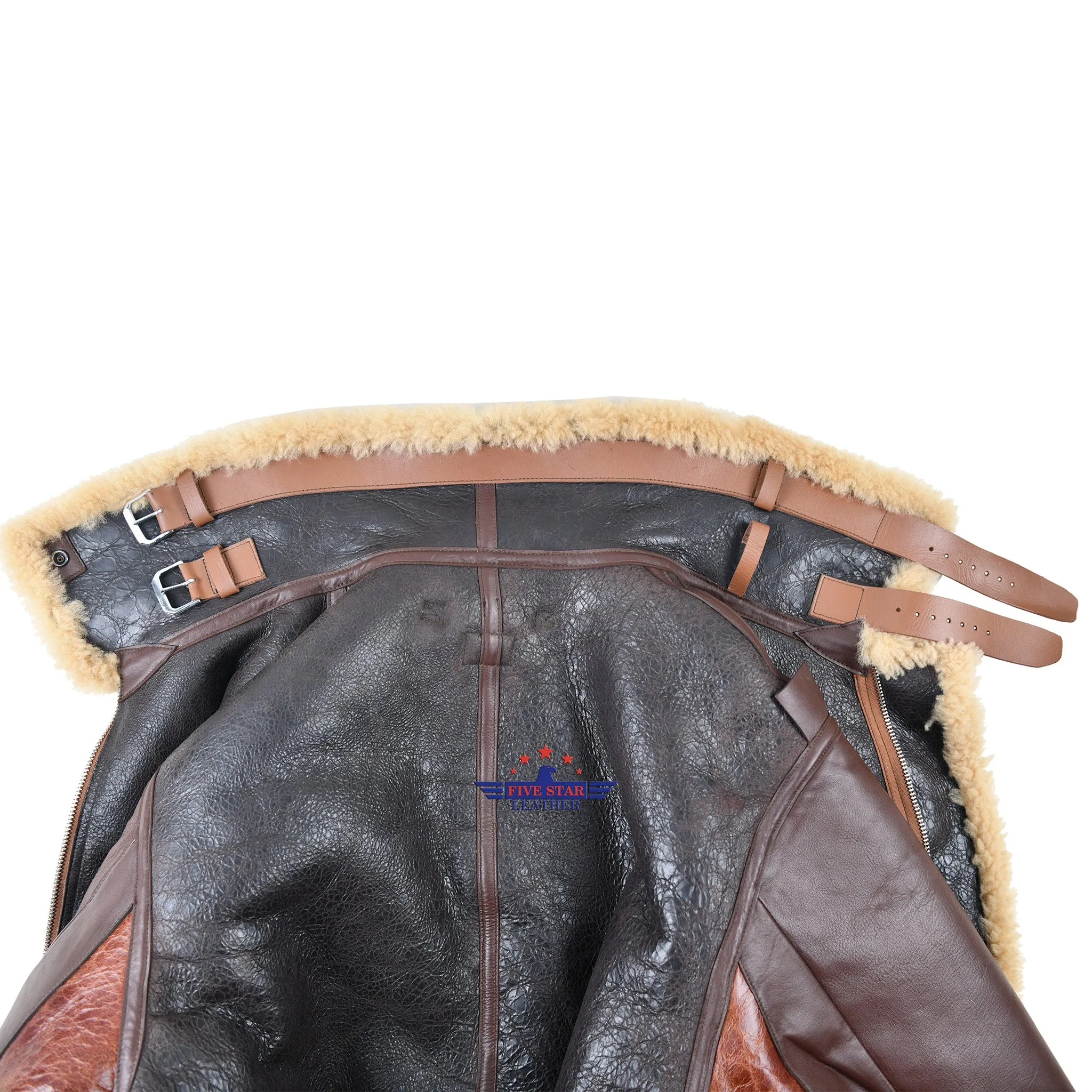 FiveStar Leather Repro of TYPE B3 DWG.NO.33H5595 A.C.CONTRACT NO.W535 ac-1943 two tone Sheepskin Jacket