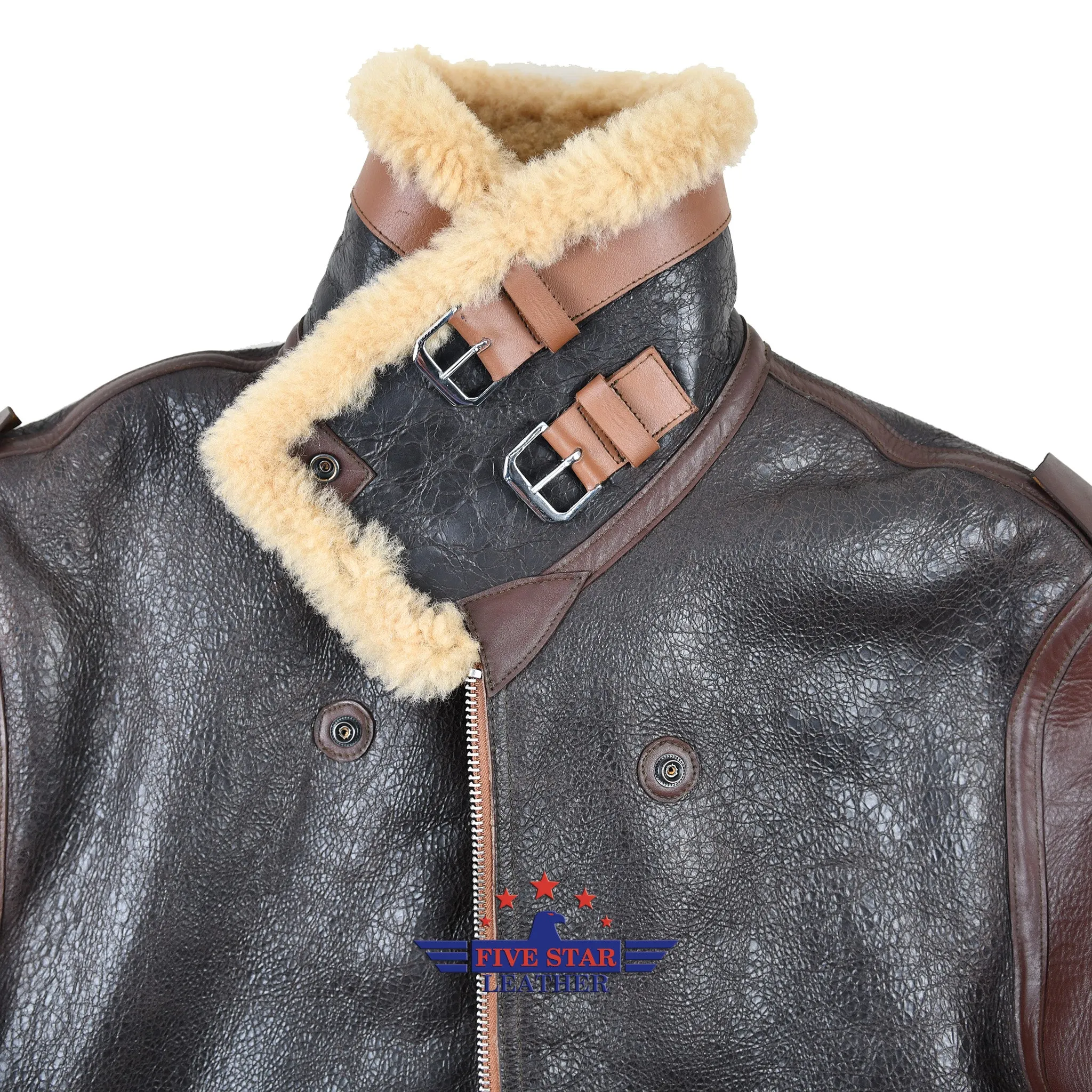 FiveStar Leather Repro of TYPE B3 DWG.NO.33H5595 A.C.CONTRACT NO.W535 ac-1943 two tone Sheepskin Jacket
