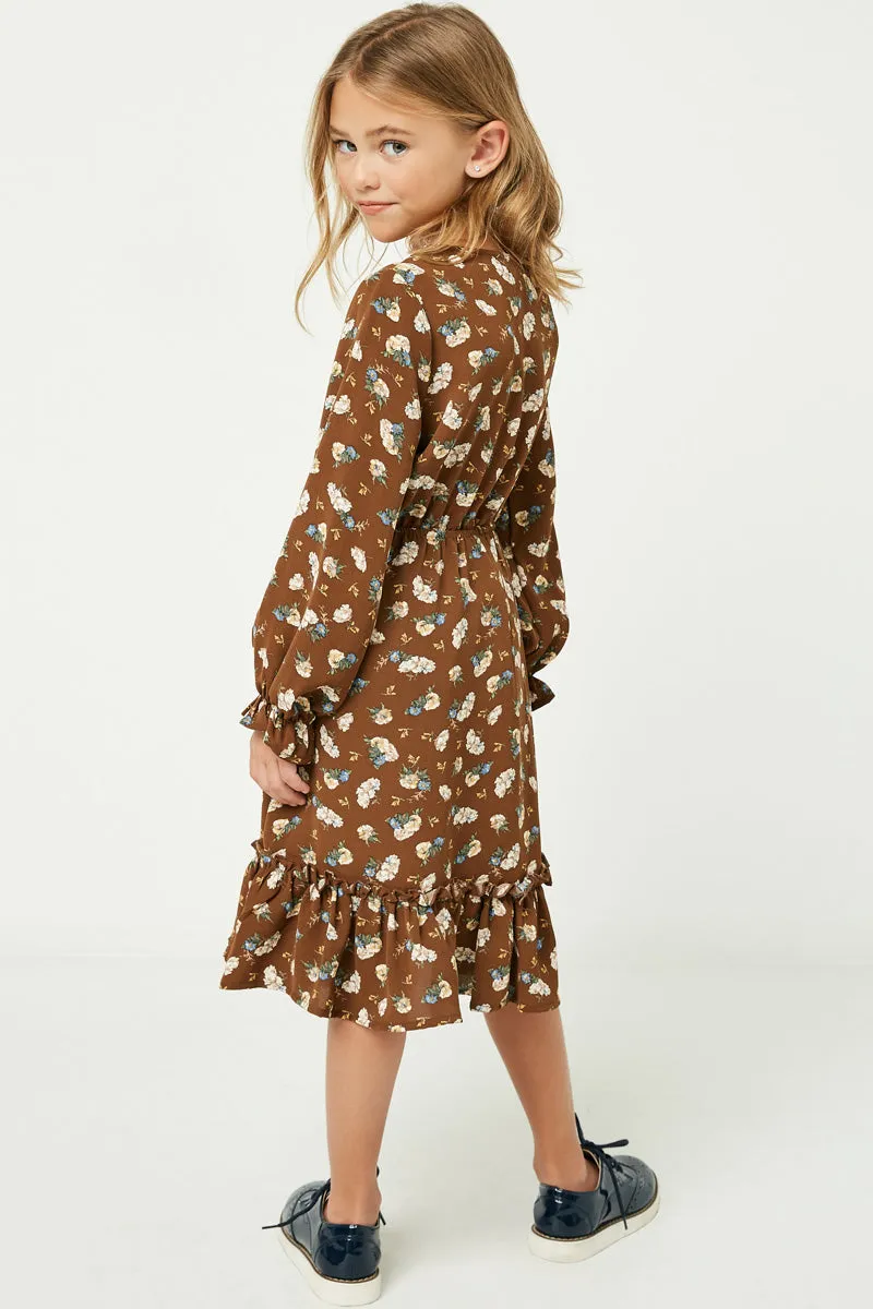 Floral Print Ruffle Midi Dress
