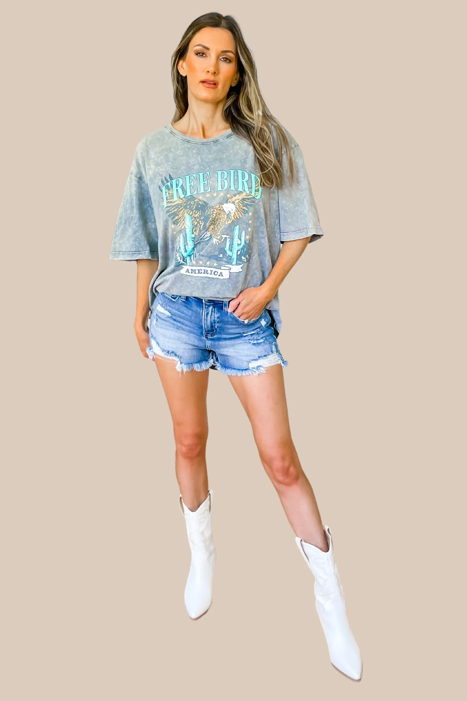 Free Bird America Graphic Tee - Denim Blue - SALE