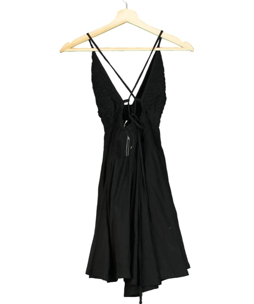 Free People Black Cotton Mini Dress UK L