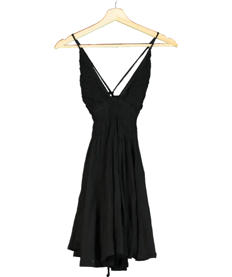 Free People Black Cotton Mini Dress UK L