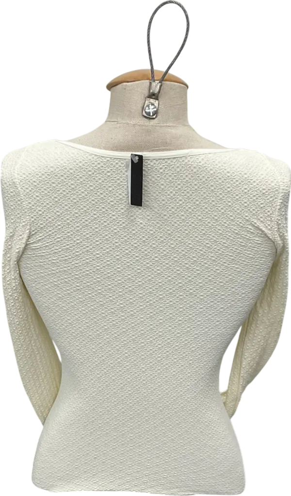 Free People White Love Letter Seamless Long Sleeve Top UK XS/S