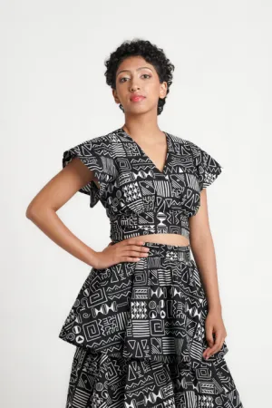 Frida Black/White Crossover Top