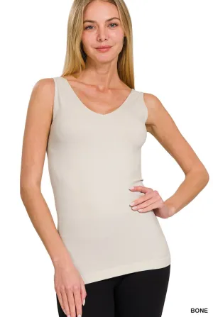 Front & Back 2-way V-Neck/U-Neck Seamless under tank-BONE