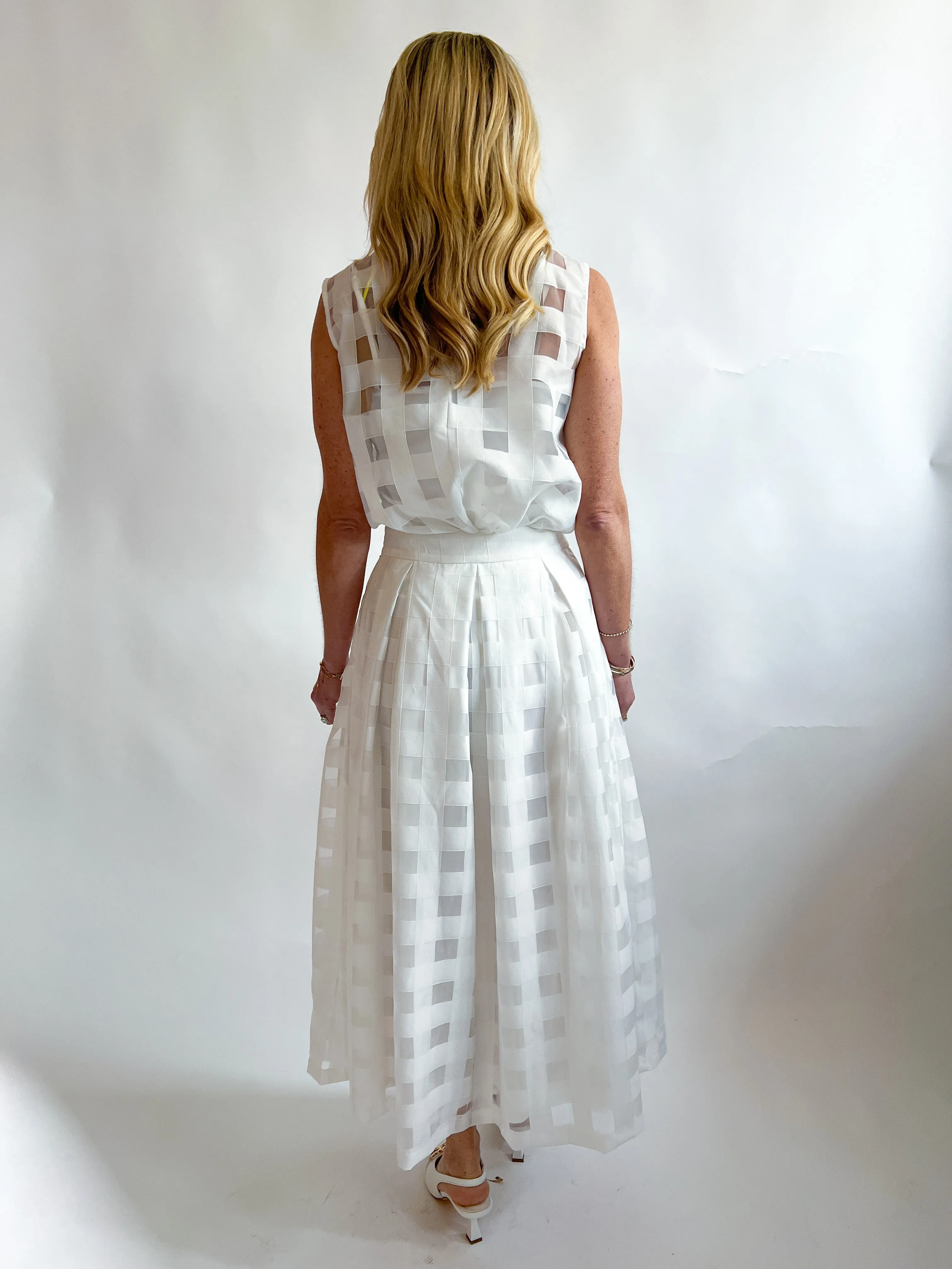Gingham Woven Organza Top