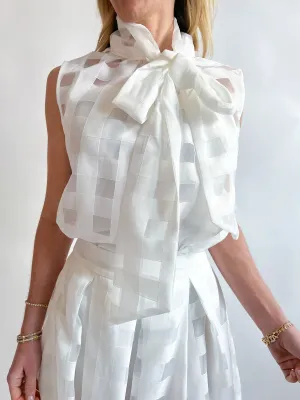 Gingham Woven Organza Top