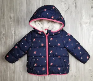 GIRL SIZE 3 YEARS - BABY GAP, Floral Plush Winter Puffer Jacket, Hooded EUC B28