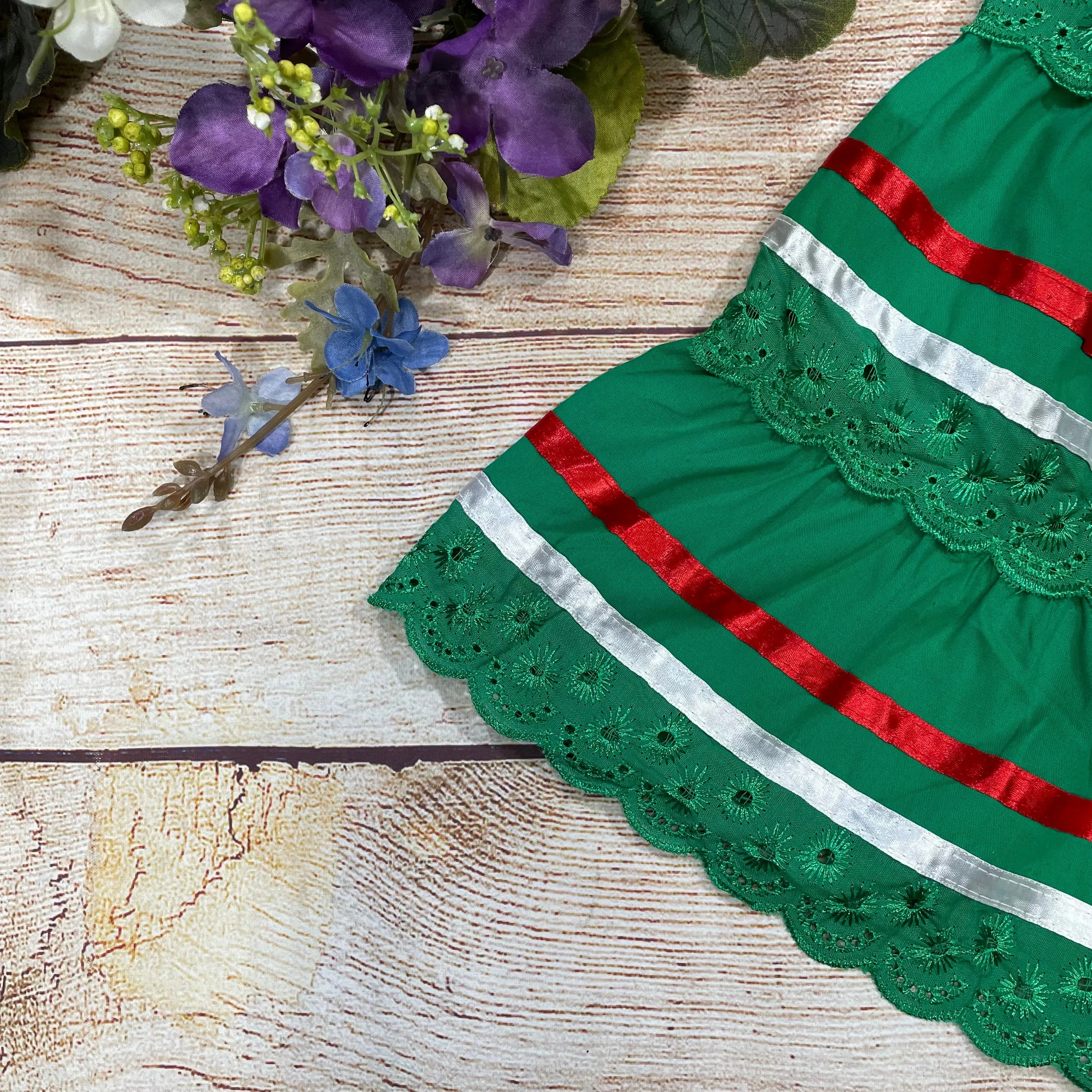 Girl's Green X Traditional Mexican Cinco De Mayo Fiesta Dress 2-14