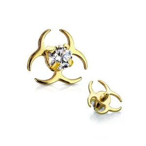 Golden Biohazard Sparkle Dermal Anchor Top