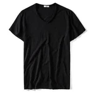 GustOmerD Brand Quality T shirt Men's V-neck Slim Fit Pure Cotton T-shirt Fashion Short Sleeve T shirt Men's Tops Casual Tshirt