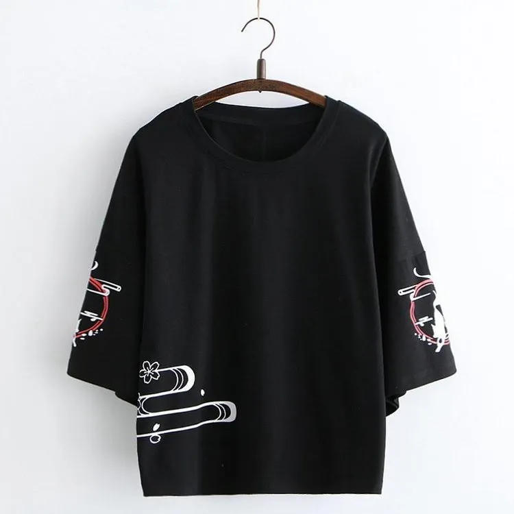 Harajuku Sweet Cartoon Fox Print Loose T-shirt UB6310