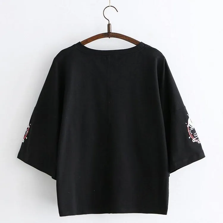 Harajuku Sweet Cartoon Fox Print Loose T-shirt UB6310