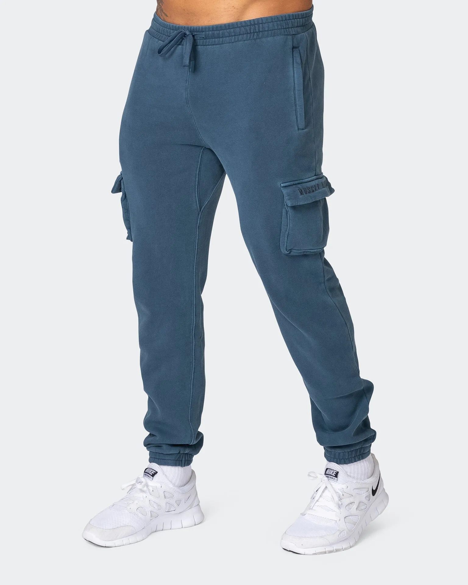 Harlem Vintage Tapered Cargos - Washed Bluesteel